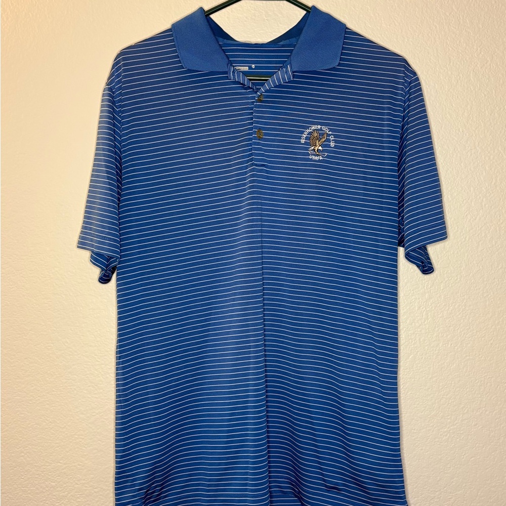 Nike Blue Polo Shirt with Subtle Stripes